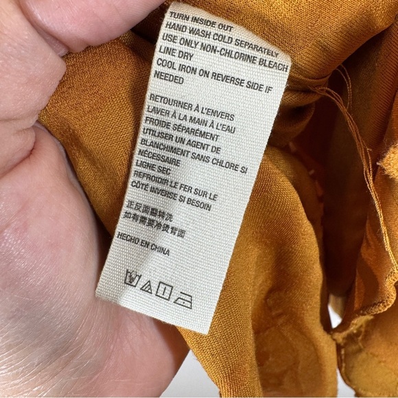 Free People Mustard Gold Textured Boho Button Down Tunic Top Oversized XS - Picture 9 of 14